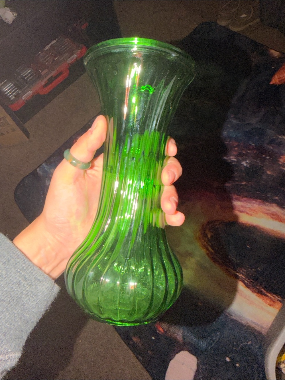 Green Glass Decorative Vase - Home Accents